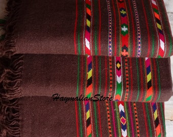 Afghan Patu Pure Winter Chocolate Brown soft Wool  - Shawl hand made