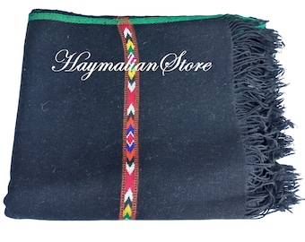 Afghan Patu Pure Winter Thick soft Wool  in Black color- Shawl hand made from Salampur Swat