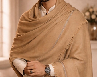 Camel Color  Wool Tassol Warm Shawl For Men Patu Shawl: Traditional Winter Shawls
