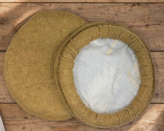 Handmade Chitrali Pakol Hat – Mustard Camel Wool Cap | Traditional Pakistani Afghan Pakol | Handcrafted Woolen Hat for Men