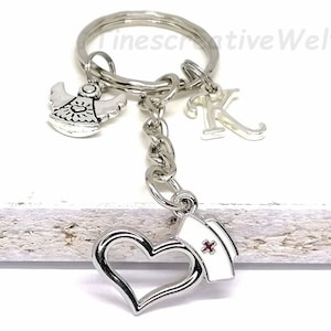 Personalized Keychain Nurse Doctor Guardian Angel Letter Heart Thank You Gift