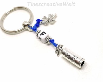 Personalized keychain, fire brigade, fire extinguisher, hero, lucky charm, cloverleaf, gift