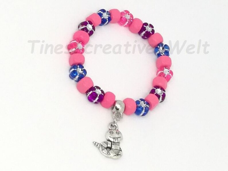 Children's Bracelet Cheeky Snake Worm Girls Wooden Beads Rhinestone Bracelet Animal Birthday Birthday Gift Pink Blue image 3