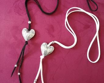 Heart necklace, velor ribbon, endless necklace, costume, necklace, dirndl necklace, dirndl, black, white, gift for women