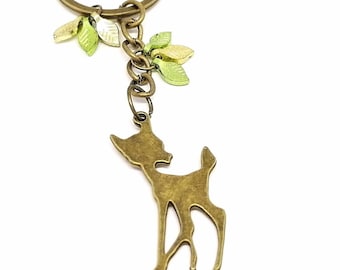 Key rings, deer, leaves, pendants, bag pendants, interchangeable pendants