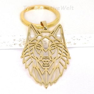 Keychain, wolf, dog, stainless steel, gift for men, gift for women, CHOICE OF COLOR