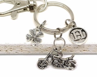 Personalized Keychain Motorcycle Shamrock Lucky Charm Swivel Snap Hook Drive Carefully Gift