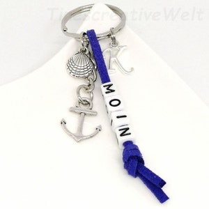 Personalizable keychain, Moin, anchor, shell, Baltic Sea, North Sea, maritime, gift