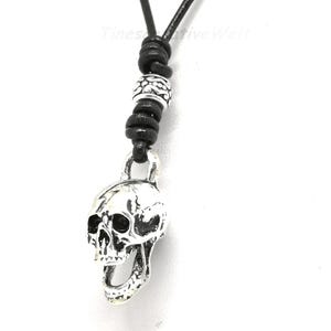 Kette, Lederkette, Schädel, Skull, Leder, Geschenk für Männer, verstellbar