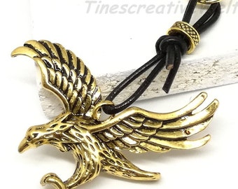 Eagle Keychain Genuine Leather Gift for Men Swivel Snap Hook VARIOUS COLOURS