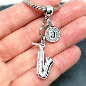 Key ring, personalized, saxophone, musician, gift idea