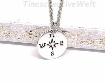 Necklace Compass Lucky Charm Cardinal Directions Gift For Men Gift For Women