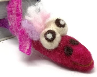 Bookmark felted with wire snake dragon animal