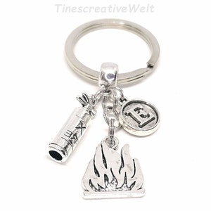 Keychain personalised, fire, fire extinguisher, fire brigade, initial, lucky charm, bag charm, gift idea