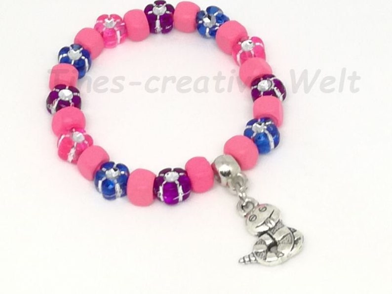 Children's Bracelet Cheeky Snake Worm Girls Wooden Beads Rhinestone Bracelet Animal Birthday Birthday Gift Pink Blue image 2