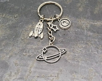 Schlüsselanhänger, personalisiert, Rakete, Saturn, Planet, Weltall, Stern, Jugendweihe, Geschenk Mann, Geschenk Junge