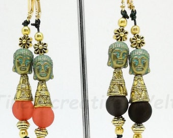 Earrings Boho Buddha Hippie Yoga Beads Dangle Earrings Spiritual Jewelry Gold Color Gift