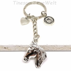 Personalisierter Schlüsselanhänger, Pferd, Pferdekopf, Herz,  Glücksbringer, Taschenanhänger, Geschenk