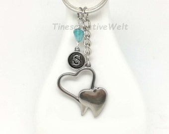 Personalized keychain, stainless steel, heart, gift idea, love, Valentine's Day, wedding, birthday, gift