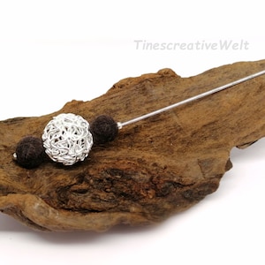Pin, brooch, scarf pin, felt balls, wire bead, felt, wool, cloth pin, hat pin, gift, birthday, VARIOUS COLOURS