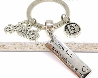 Personalized keychain Drive Safe, motorcycle, motocross, guardian angel, drive carefully, lucky charm, motorcycle trip, gift