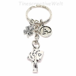 Personalisiertes Geschenk Kartenspieler, Schlüsselanhänger, Kleeblatt