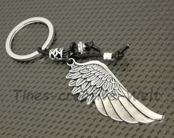 Personalized Keychain, Infinity, Hope, Angel Wings, Leather, Bag