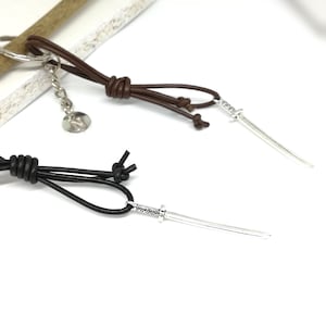 Personalized 3D Sword Keychain, Leather Strap, Initial, Bag Charm, Pendant, Gift for Men and Boys