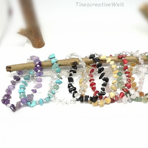 Chip Bracelet, Gemstone Chips, Adjustable, Gift for Women, Gift for Men