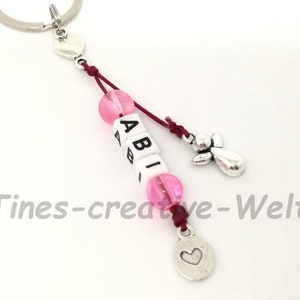 Keyring, ABI, Abitur, guardian angel, angel, word, heart, bag pendant, letters, glass beads, gift