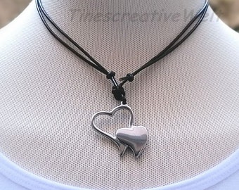 Leather chain, stainless steel, heart, gift idea, love, Valentine's Day, wedding, birthday, present