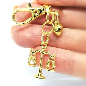 Libra, lawyer, exam, heart, bag charm, keychain