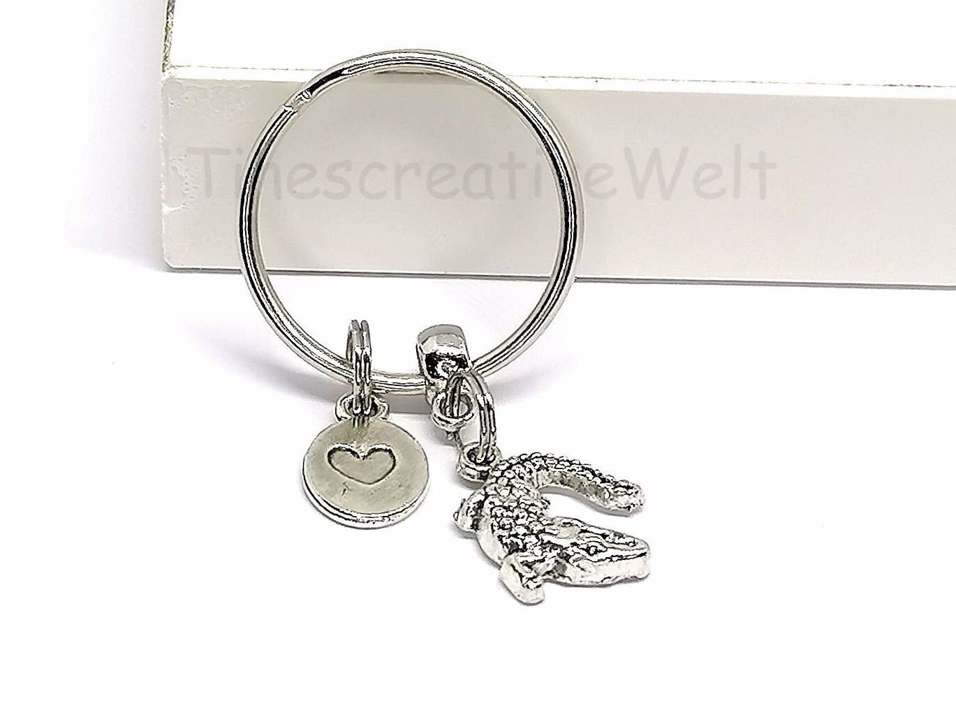 Keychain, alligator, crocodile, gecko, heart, lucky charm
