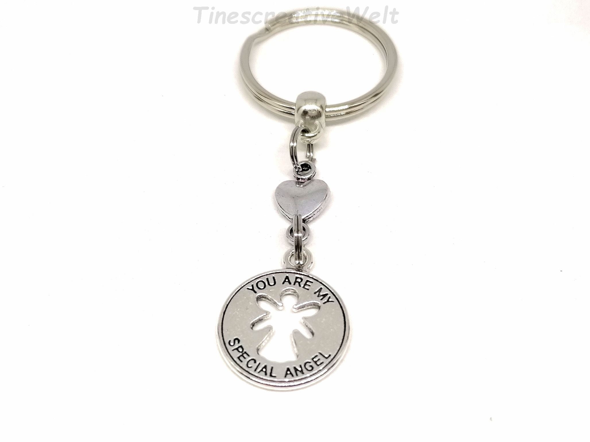 Portachiavi Angelo Custode In Argento - Acciaio Inossidabile, Regalo Per Auto, Protezione E Fortuna - Foto 11