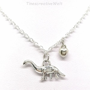 Necklace, dinosaur, brachiosaurus, link chain, gift for boys, gift for men, SELECTION with or without heart possible