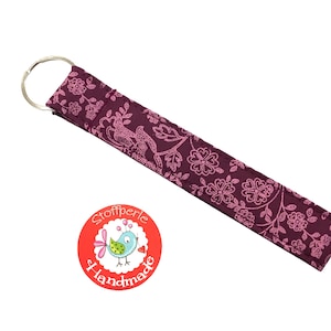 Schlüsselanhänger - Blumen & Ranken - beere / rosa - Trachtenstoff - Dirndl