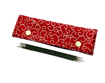 Needle garage / needle safe / needle bag - for needle game 15 cm - tendrils - bordeaux - red