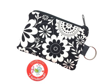 Mini Purse - Flowers - Black & White