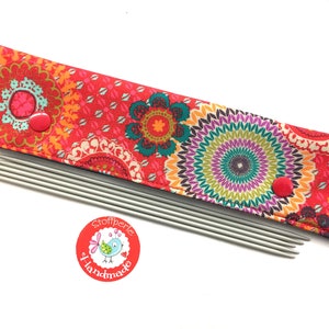 Needle garage / needle safe / needle bag - for needle game 20 cm - mandala flowers - red / colorful