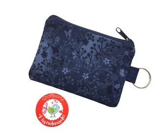 Mini purse - flowers & tendrils - blue / dark blue