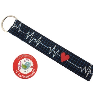 Keychain - ECG - Heart - Blue / Red / White