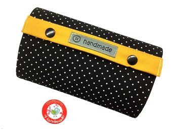 Wallet - dots / dots / dots - black / mustard