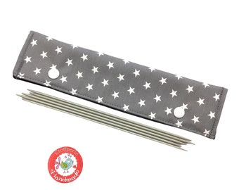 Needle garage / needle safe / needle bag - for needle game 20 cm - stars - gray / white