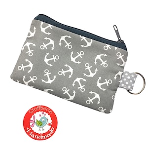 Mini-Börse - Anker - Anchor - maritim - grau