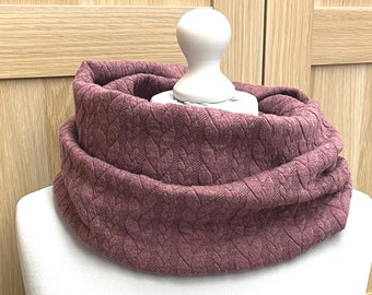 Loopschal - Zopfmuster - Strickoptik - mauve - Kuschelloop - warmer Loop - Rundschal - Schal - Schlauchschal