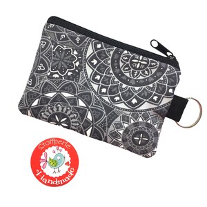 Mini-Börse - Mandala - Blumen - grau / dunkelgrau
