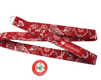 Lanyard - flowers & butterflies - red