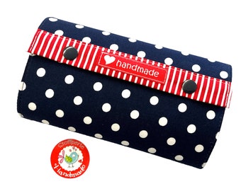 Wallet - dots & stripes - blue / red