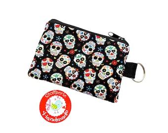 Mini purse - skull / sculls / skulls & flowers - black / red / colorful