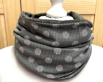 Loopschal - Strickoptik & Punkte - grau - Kuschelloop - warmer Loop - Rundschal - Schal - Schlauchschal